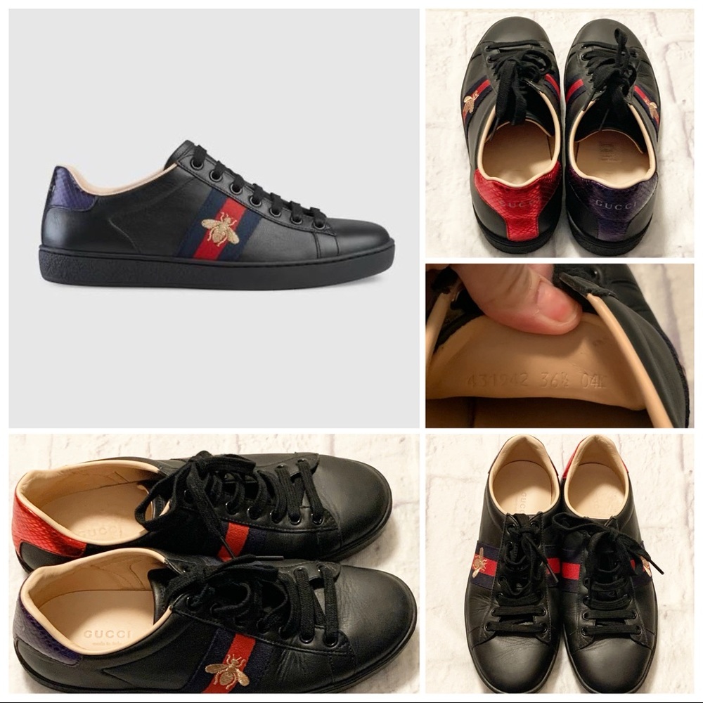 Gucci Ace Embroidered Bee Sneakers Like New! Black